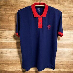 JD‎  Just Dads Blue 100% Cotton Red Trim Polo
